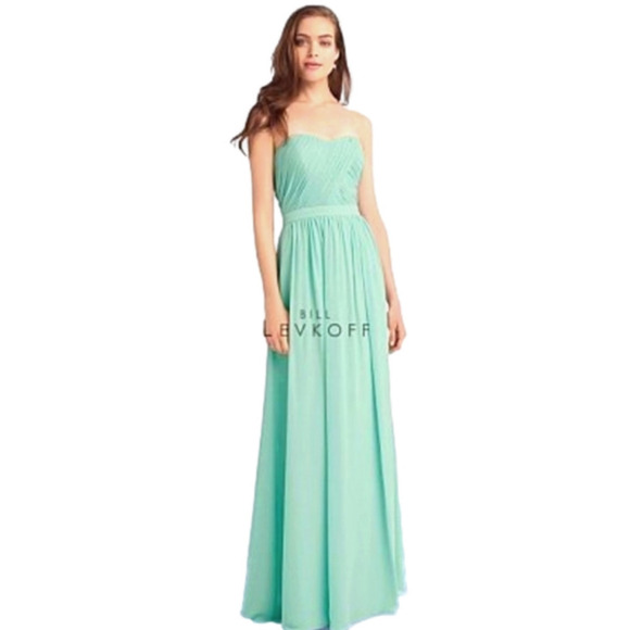 Bill Levkoff Bella Bridesmaid Prom Gown Mint Green Wedding Party Dres Style 6 - Picture 4 of 11